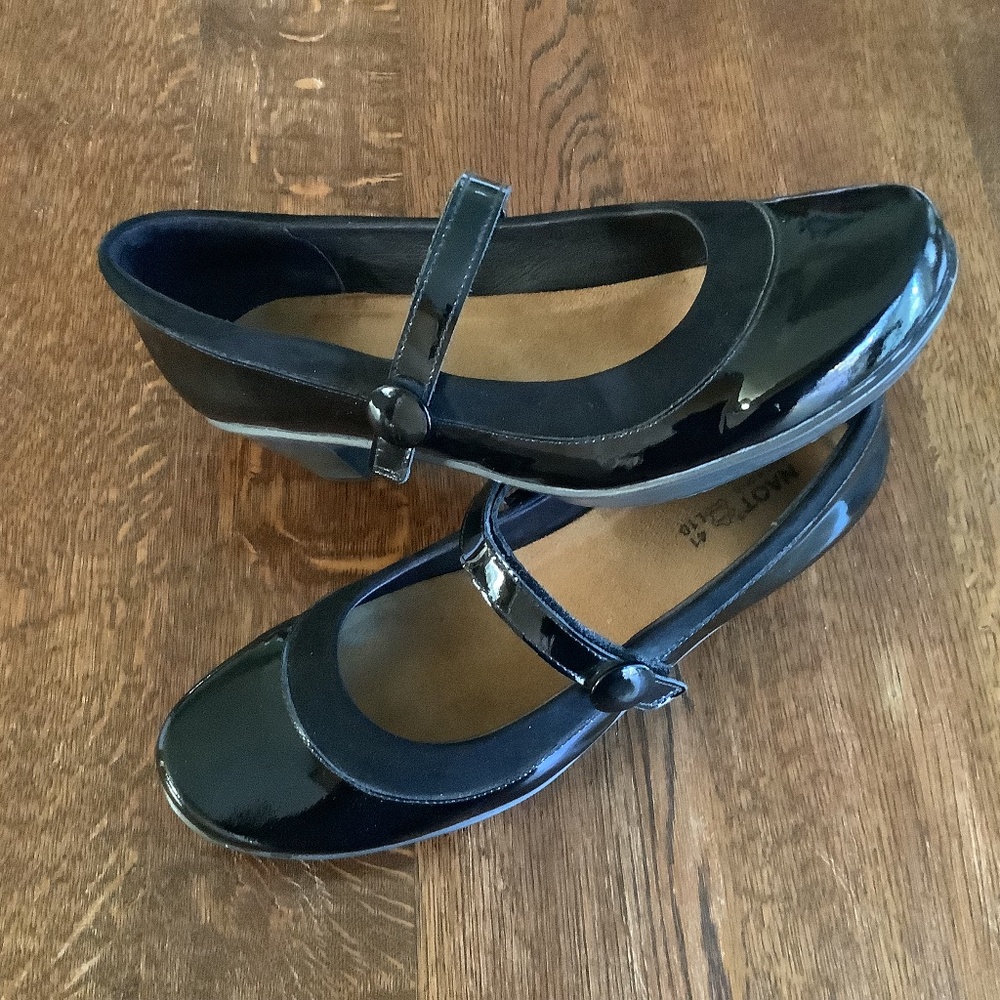NAOT PATENT LEATHER & SUEDE MARY JANES